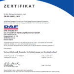 TüV-Zertifikat 14001 -Verkauf von Nutzfahrzeugen Hannover