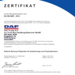 TüV-Zertifikat 9001 -Verkauf von Nutzfahrzeugen Hamburg
